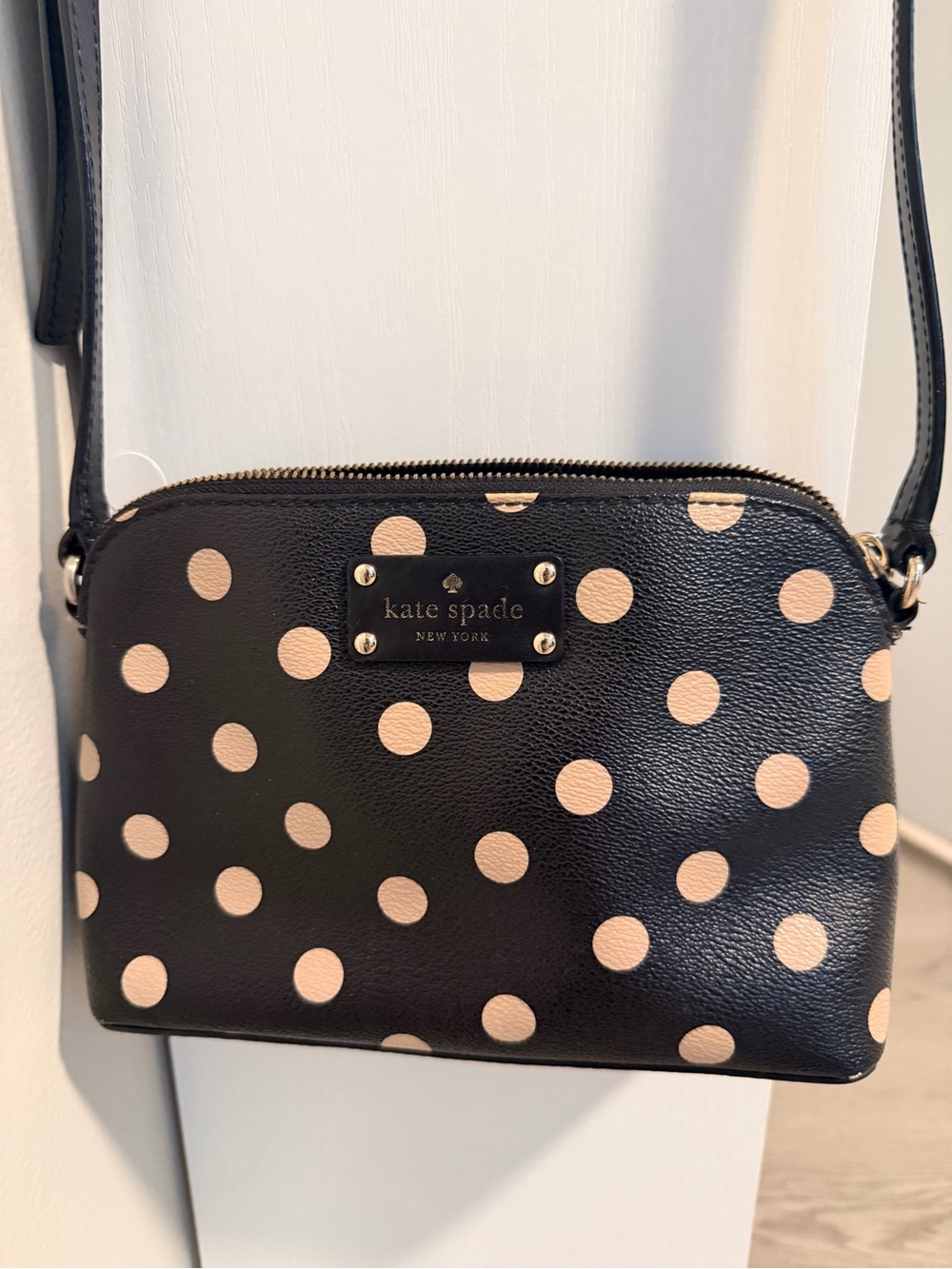 kate spade Black with Cream Polka Dot Crossbody Bag